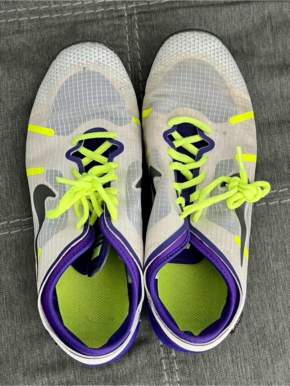 Nike Training Sneakers in White, Neon Yellow & Purple